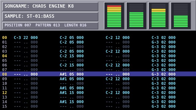 Amiga MOD Player, a screen from the retro emulation project