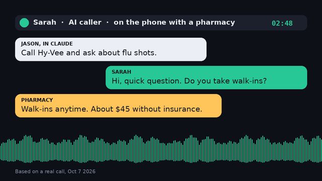 Sarah, My AI Phone Caller, a screen from the homemade tool