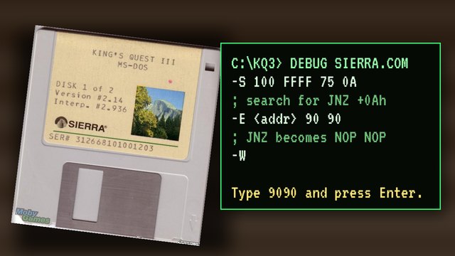 Sierra Copy Protection, a screen from the retro teardown